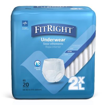 UNDERWEAR, PROTECTIVE FIT RIGHT 2XLG (20/BG 4BG/CS)