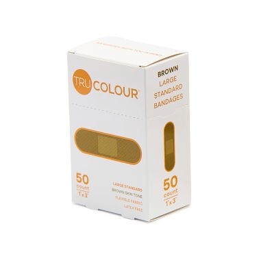 Tru-Colour Skin Tone Shade Fabric Bandage Adhesive Strips – Brown, 1 x 3 Inch