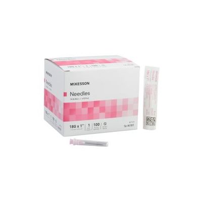Hypodermic Needle McKesson 1 Inch Length 18 Gauge Thin Wall Without Safety