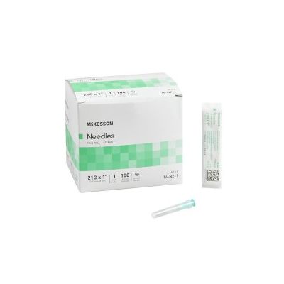 Hypodermic Needle McKesson 1 Inch Length 21 Gauge Thin Wall Without Safety