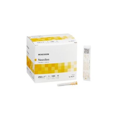 Hypodermic Needle McKesson 1 Inch Length 25 Gauge Thin Wall Without Safety