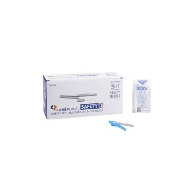 Safety Hypodermic Needle Carepoint™ Safety™ 1 Inch Length 23 Gauge Thin Wall Hinged Safety Needle