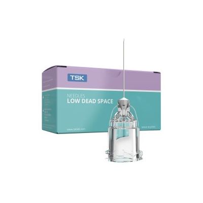 Low Dead Space Hub Needle TSK Low Dead Space & INVISIBLE 1/2 Inch Length 33 Gauge Ultra Thin Wall Without Safety