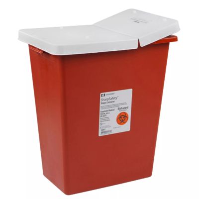 CONTAINER, SHARPS RED 18GL RECTANG LID (5/CS)