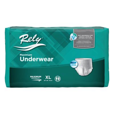 UNDERWEAR, RELY MAXIMUM PROT XLG (20/BG 4BG/CS)
