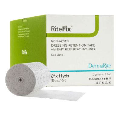 RiteFix™ Nonwoven Dressing Retention Tape, 6 Inch x 11 Yard, White