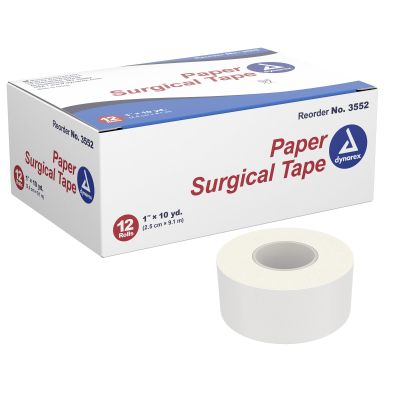 dynarex® Paper Medical Tape, 1 Inch x 10 Yard, White