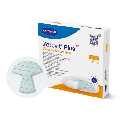 Zetuvit® Plus Silicone Border Super Absorbent Dressing, 10 x 10 Inch Heel
