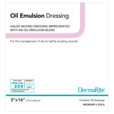DermaRite® Oil Emulsion Wound Dressing, 3 x 16 Inch