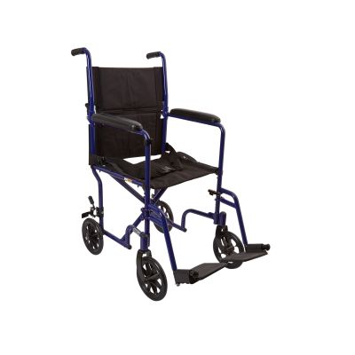 McKesson Lightweight Transport Chair, Black with Blue Finish