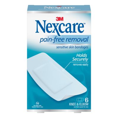 Nexcare™ Sensitive Skin Knee / Elbow White Adhesive Strip, 2 x 4 Inch