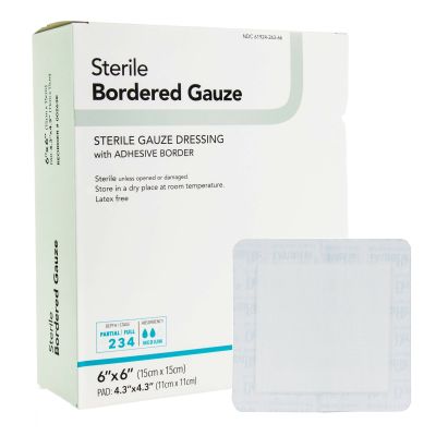 DermaRite® Bordered Gauze Island Dressing, 6 x 6 Inch