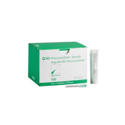 Hypodermic Needle PrecisionGlide™ 1 Inch Length 21 Gauge Thin Wall Without Safety