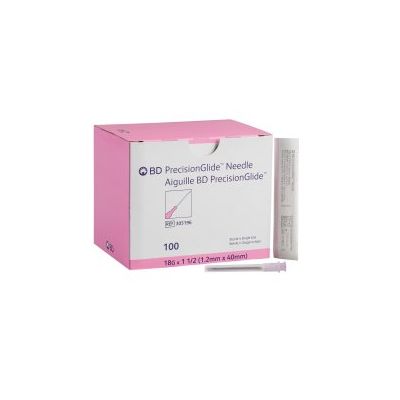 Hypodermic Needle PrecisionGlide™ 1-1/2 Inch Length 18 Gauge Thin Wall Without Safety