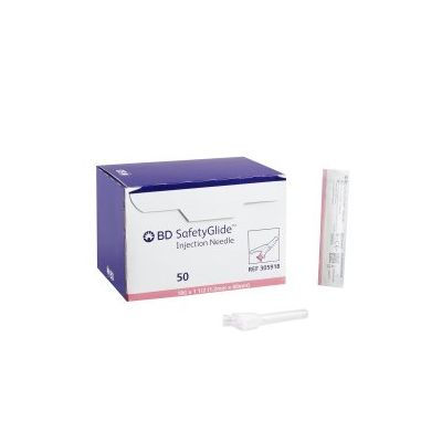 Safety Hypodermic Needle SafetyGlide™ 1-1/2 Inch Length 18 Gauge Thin Wall Sliding Safety Needle