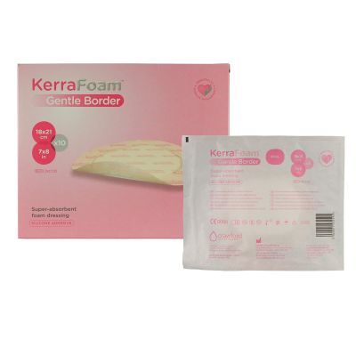 KerraFoam™ Gentle Border Silicone Foam Dressing, 7 x 8 Inch Oval