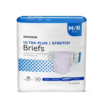 McKesson Ultra Plus Stretch Heavy Absorbency Incontinence Brief, Medium/Regular