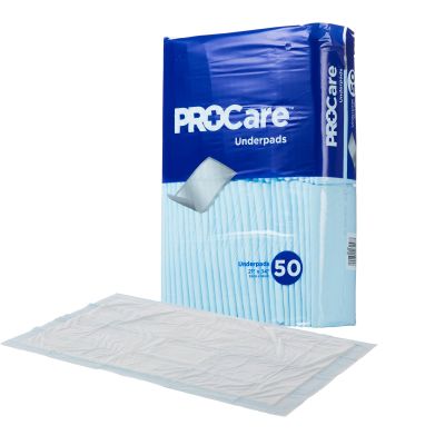 ProCare Incontinence Underpads, Moisture-Proof, Absorbent, Comfortable, Blue