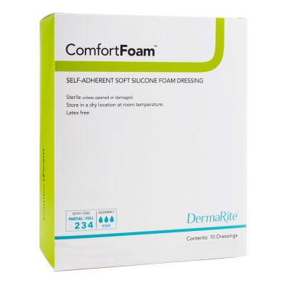 ComfortFoam™ Silicone Adhesive without Border Silicone Foam Dressing, 4 x 8 Inch
