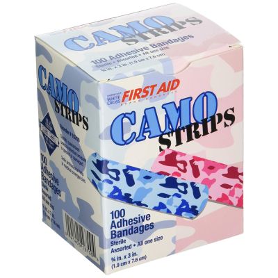 American® White Cross Stat Strip® Kid Design (Blue / Pink Camo) Adhesive Strip