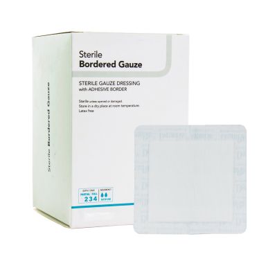 DermaRite® Bordered Gauze White Adhesive Dressing, 2 x 2 Inch