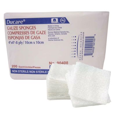 Ducare Gauze Sponge, 4 x 4 Inch, 8-Ply