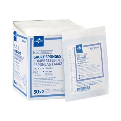 Caring® Sterile Gauze Sponge, 2 x 2 Inch, 8-Ply
