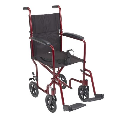 drive™ Transport Chair, Red, 17-Inch Seat Width