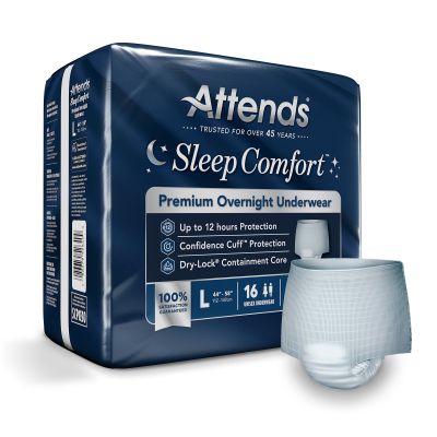 Attends® Sleep Comfort Premium Overnight Underwear, Large, 44 – 58 Inches