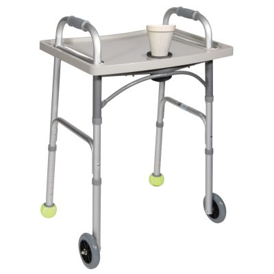 TRAY, WALKER W/CUP HLDR PLAS GRY 23X17X1.5" D/S