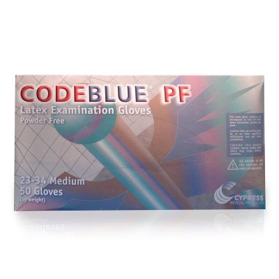 CodeBlue® PF Latex Extended Cuff Length Exam Glove, Medium, Blue