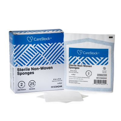 CareStock™ Sterile Nonwoven Sponge, 4 x 4 Inch, 4-Ply