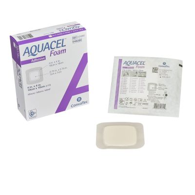 Aquacel® Silicone Adhesive with Border Silicone Foam Dressing, 4 x 4 Inch