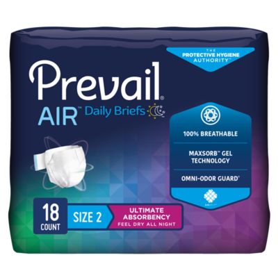 Prevail Air™ Stretchable Ultimate Plus Absorbency Briefs, Size 2