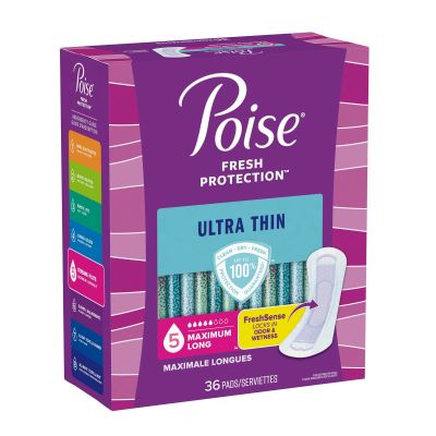 Poise® Fresh Protection™ Ultra Thin Pads, Maximum Long