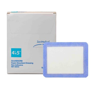 DRESSING, FOAM SUPER ABSRB ZENIABSORB N/ADH 4"X5" (10/BX)