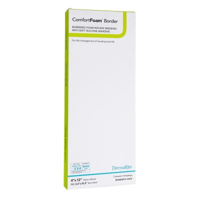 ComfortFoam™ Bordered Foam Wound Dressing w/ Soft Silicone Adhesive, 4 x 12 Inch