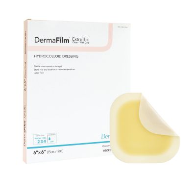 DermaFilm® Extra Thin Clear with Grid Hydrocolloid Dressing, 6 x 6 Inch