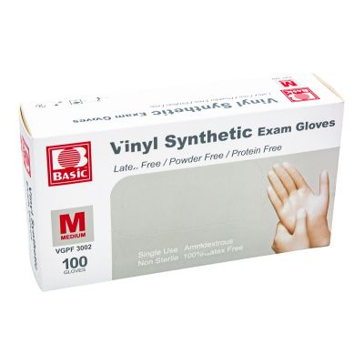 Basic® Vinyl Exam Glove, Medium, White