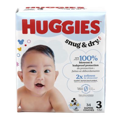 DIAPER, HUGGIES SNUG&DRY JUMBOPK SZ3 (34/PK 4PK/CS)