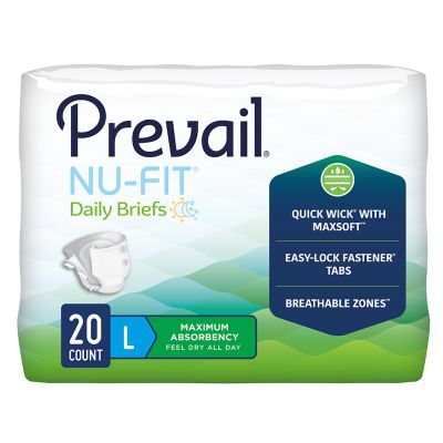 BRIEF, PREVAIL NUFIT MAX ABSRBADLT LG (20/BG 4BG/CS)