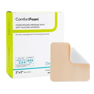 ComfortFoam™ Silicone Adhesive without Border Silicone Foam Dressing, 2 x 2 Inch