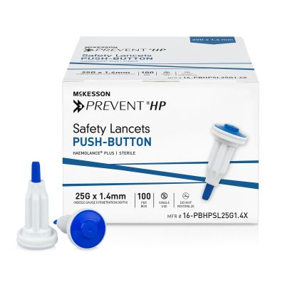 McKesson Prevent® HP Push Button Safety Lancet, 25 Gauge, 1.4 mm