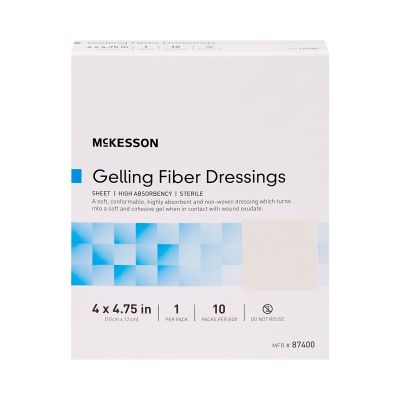 McKesson Gelling Fiber Wound Dressing, 4 x 4-3/4 Inch