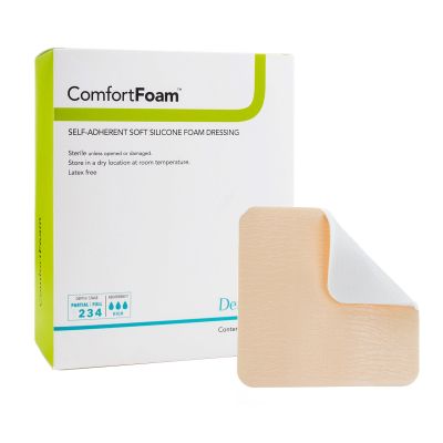 ComfortFoam™ Silicone Adhesive without Border Silicone Foam Dressing, 4 x 5 Inch