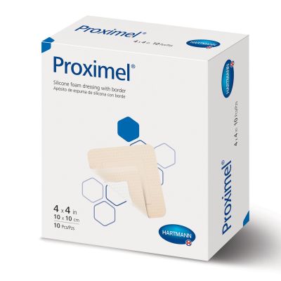 DRESSING, WND PROXIMEL SIL FOAM W/BORDER 4X4" (10/BX 6BX/CS)