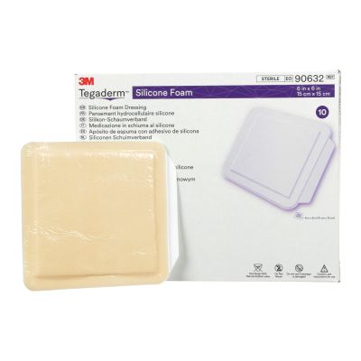 3M™ Tegaderm™ Silicone Face Foam Dressing, 4 x 4-1/4 Inch