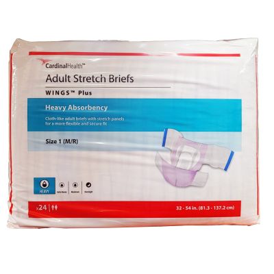 Wings™ Plus Quilted Stretch Heavy Absorbency Incontinence Briefs, Size 1