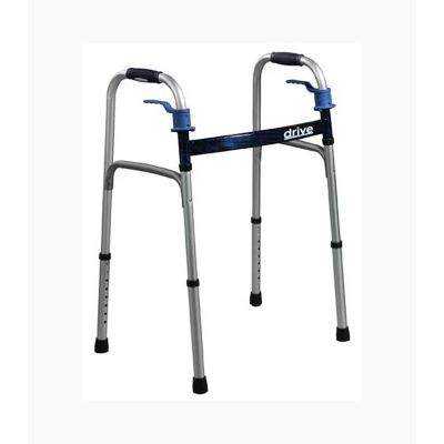 drive™ Deluxe Aluminum Dual Release Folding Walker with Wheels, 26 – 33½ Inch Height