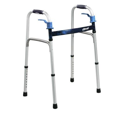 drive™ Deluxe Aluminum Dual Release Folding Walker, 32 – 39 Inch Height